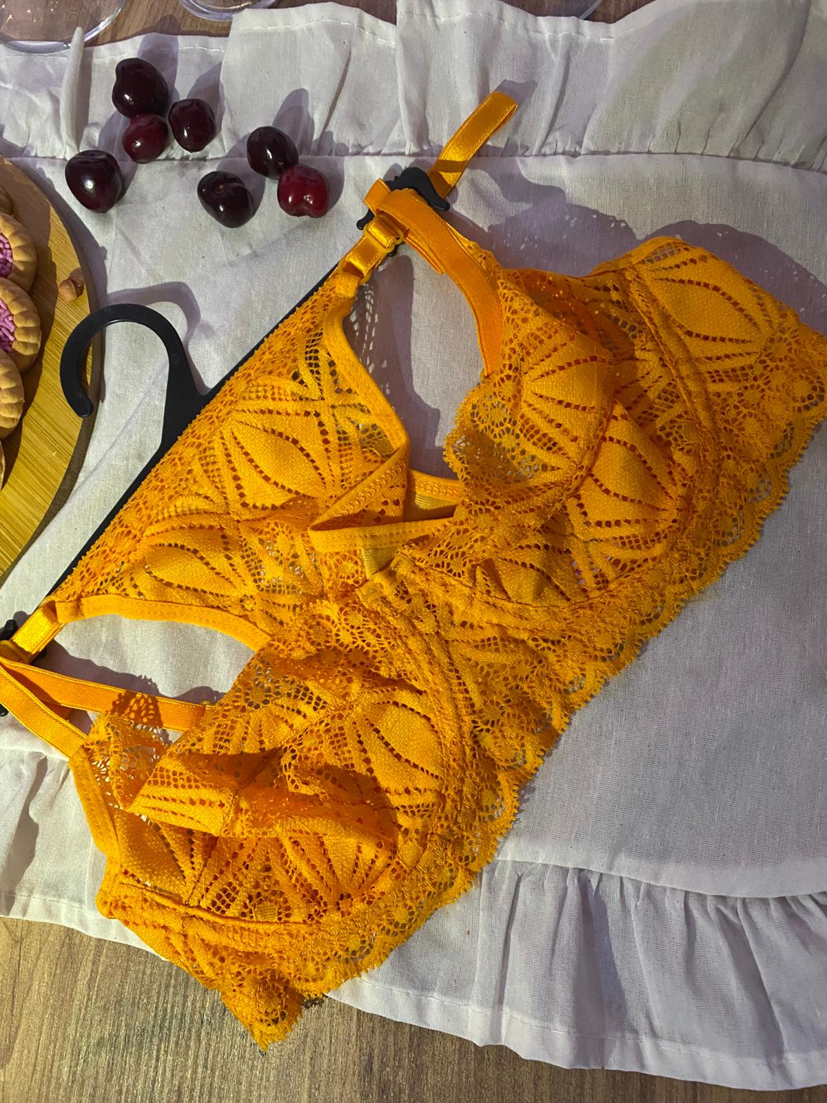 turuncu dantelli bralet